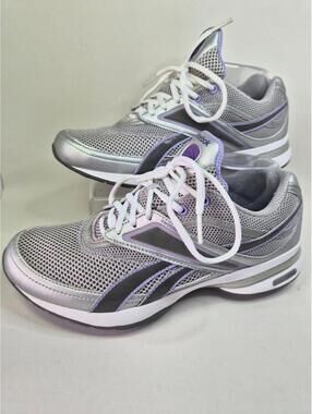 Reebok Easy Tone Rocker Sole Toning Sneakers Gray & Purple 8.5